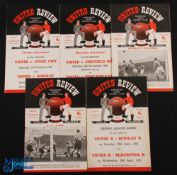 Selection of 1952/53 Manchester Utd home Div. 1 match programmes v Liverpool, Middlesbrough,