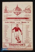 1951/52 Hearts 'A' v Leith Athletic Scottish League Div. 'C' 18 August 1951; slight tear back