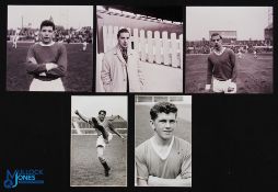 Selection of Manchester player b&w retro photos featuring players Harold Bratt, Johnny Giles, Mark