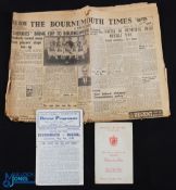 1946 South Cup Final match programme Bournemouth v Walsall 4 May 1946 at Chelsea, 4 pages; coupled