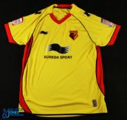 John Eustace No 4 Watford 2011/12 home match issue football shirt - Burda Sport, with Football