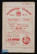 1954/55 Accrington Stanley v Third Lanark friendly match programme 21 March 1955; fair. (1)