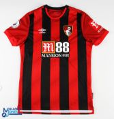Jefferson Lerma No 8 AFC Bournemouth 2019/20 home match issue football shirt - in red and black,