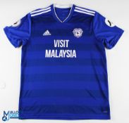 Sean Morrison No 4 Cardiff City 2018/19 home match issue football shirt - in blue, Adidas / Visit