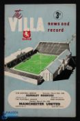 1957/58 Aston Villa v Manchester Utd/Burnley reserves (double issue) match programme 31 March