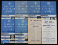 Selection of Reading home programmes 1943/44 QPR, 1947/48 Southend Utd, 1949/50 Bristol City, 1951/