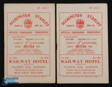 1957/58 Accrington Stanley v Chester Div. 3 (N) 30 September 1957; Accrington Stanley v Bury Div.
