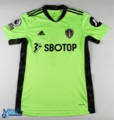 Illan Meslier No 1 Leeds United 2020/21 goalkeeper match issue football shirt - in green, Adidas /