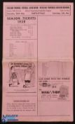 1958 Western Province v Preston NE large pink match programme, 4 pages, 24 May 1958; has folds,