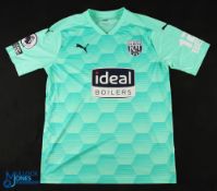 Sam Johnstone No 1 West Bromwich Albion 2020/21 home match issue goalkeeper football shirt -