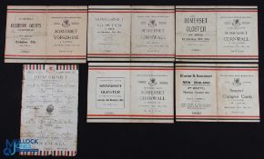 Rare 1926-36 County Championship Rugby Programmes (6): Somerset v Cornwall 1926 (poor), 1930 (fair),