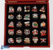 Manchester United Danbury Mint Victory Pin / Badge collection of 25 housed in their original display