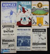 1948/49 Manchester Utd away match programmes v Burnley, Aston Villa, Preston NE, Blackpool,