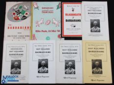 Barbarians Specials H & A Rugby Programmes (8): v British Colombia 1957 & Combined Transvaal 1958,