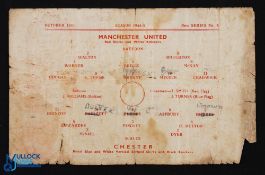 War Time 1944/45 Manchester Utd v Chester league match programme, single sheet, rare fixture 14