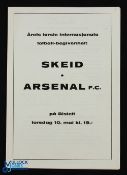 1961 Skeid (Oslo) v Arsenal tour match programme 10 May 1961 at Bislett, 4 pager; team changes o/