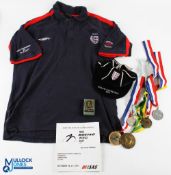 1990-2004 England Amputee Football Collection to include a Shirt, Cap, Metal, Trophy Programmes, a