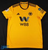 Ruben Neves No 8 Wolverhampton Wanderers 2018/19 home match issue football shirt - Adidas / W88,