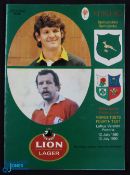 1980 S Africa v B & I Lions Rugby Programme: 4th & final test, 12/7/80, Loftus Versveld, Pretoria,