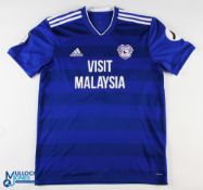Sol Bamba No 22 Cardiff City 2018/19 home match issue football shirt - in blue, Adidas / Visit Asia,