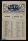 Pre-War 1927/1928 Manchester United v Liverpool Div. 1 match programme 5 May 1928 (final match of