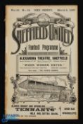 1906/1907 Sheffield United v Everton Div. 1 match programme 4 March 1907, ex. b.v. overall good (has