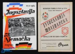 1955 Yugoslavia v Switzerland match programme 26 June 1955 in Belgrade; 1962 Yugoslavia v West