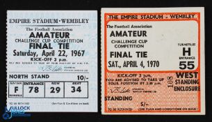 Selection of FA Amateur Cup Final Tickets at Wembley; 1967 Enfield v Skelmersdale Utd, 1970