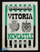 1968/69 Vitoria Setubal v Newcastle Utd Fairs Cup match programme 26 March 1969, has small newspaper