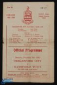 1950/51 Chelmsford City v Mansfield Town FAC 2nd round match programme 9 December 1950; folds,