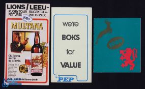 1980 British & I Lions Rugby Tour to S Africa Itineraries (3): Trio of neat 4 pagers. G/VG