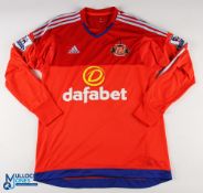 Jordan Pickford No 13 Sunderland 2016/17 Sunderland goalkeeper match issue football shirt - Adidas /