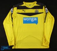 Rob Elliott No 21 Newcastle United 2015/16 goalkeeper match issue football shirt - yellow/black,