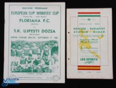 1956/57 in Brussels Honved Budapest v Atletico Bilbao European Cup match programme 20 December