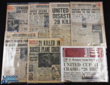 Manchester United Munich Air Disaster Newspapers - a collection 6 original newspapers - with Daily