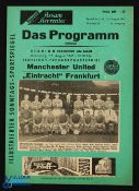 1963 Eintracht Frankfurt v Manchester Utd challenge match programme 13 August 1963 in Frankfurt,