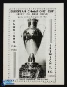 1962/63 Floriana (Malta) v Ipswich Town European Cup b&w match programme by Soccer Magazine 18
