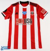 John Fleck No 4 Sheffield United 2019/20 'NHS' home match issue football shirt - in red and white,