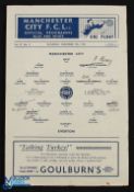 War-Time 1942/1943 Manchester City v Everton War League North 19 December 1942 single sheet; has