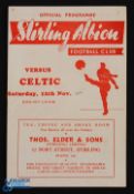 1949/50 Stirling Albion v Celtic Div. 'A' match programme 12 November 1949; fair condition. (1)