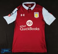 Jack Grealish No 40 Aston Villa 2016/17 FA Cup home match issue football shirt - in claret, Under