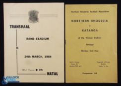 1960 Northern Rhodesia v Katanga at the Watson Stadium Nchanga; 1964 Transvaal v Natal at the Rand
