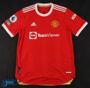 R Varane No 19 Manchester United 2021/22 match issue home football shirt - Adidas/ Team Viewer, PL
