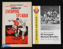 Liverpool European away match programmes 1964/65 FC Koln (European Cup replay in Rotterdam 24