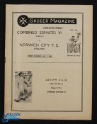 1964 Combined Services (Malta) v Norwich City challenge match programme 9 May 1964 at the Empire