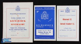 Selection of Kilmarnock home programmes 1964/65 Eintracht Frankfurt (Fairs Cup), 1965/66 Nandori
