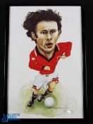 Framed and glazed artwork picture of Ryan Giggs in Manchester Utd colours 11.75