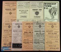 Collection of Worksop Town home programmes 1952/53 Grimsby Town, 1954/55 Scarborough, 1958/59