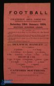 Pre-WW1 1913/1914 Dulwich Hamlet v Catford (Southend) match programme, 24 January 1914 Southern