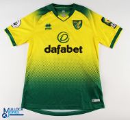 Josip Drmic No 20 Norwich City 2019/20 home match issue football shirt - Errea / Dafabet, Premier